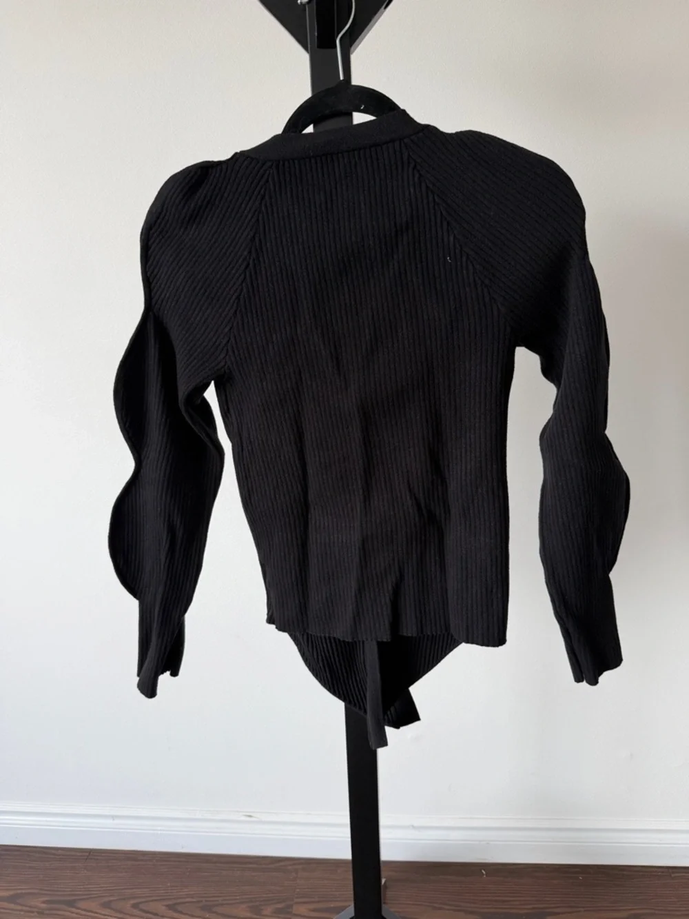 Commense Black Ribbed Button-Front Sweater - Picture 2 of 3